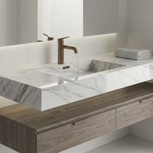 VASQUE PLANCIA - Effet marbre blanc, Brillant