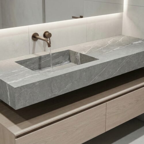 VASQUE PLANCIA - Effet marbre gris clair, Mat