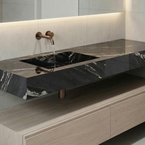 VASQUE PLANCIA - Effet marbre noir, Brillant