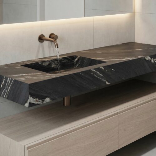 VASQUE PLANCIA - Effet marbre noir, Mat