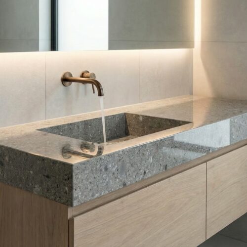 VASQUE PLANCIA - Effet pierres fossiles clair, Brillant