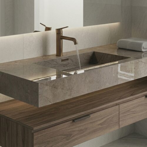 VASQUE PLANCIA - Effet pierres marron, Brillant