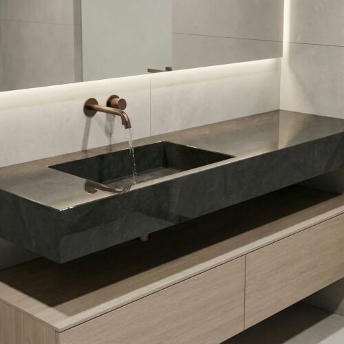 VASQUE PLANCIA - Effet pierres noir marron, Brillant