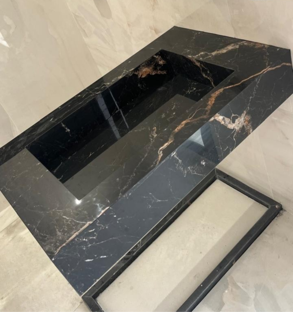 "VASQUE UNOVA 70cm
Effet Marbre   noir  finition Brillant  "