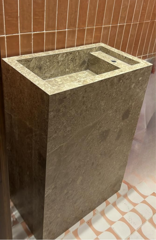 "VASQUE TOPIA 35 x 80 cm personnalisé Effet Pierres fossiles finition Mat "