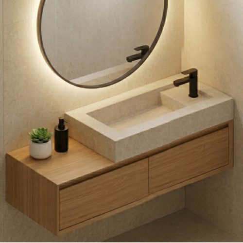 Vasque WC MINOVA 45 cm
Effet EFFET PIERRES BEIGE CLAIR finition MAT
