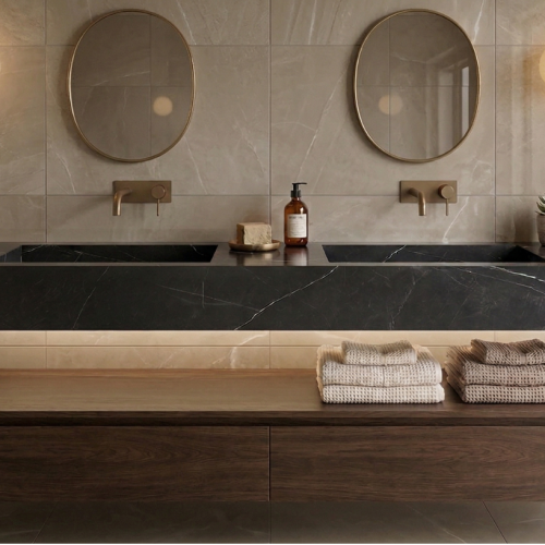 plan-vasque-suspendu-duova-120-cm-premium-en-gres-cerame-avec-lavabo-encastre-doubleeffet-marbre-noir-fonce-finition-brillant