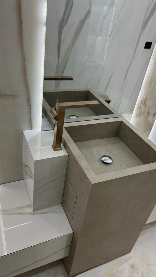 "VASQUE TOPIA 50 cm personnalisé Effet Pierres marron finition Mat "