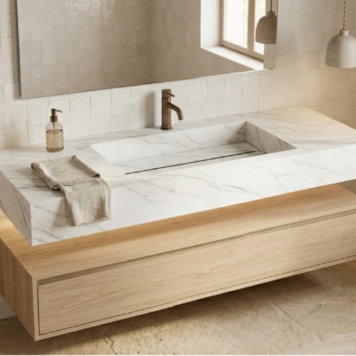 plan-vasque-suspendu-unova-100-cm-effet-marbre-blanc-finition-brillant